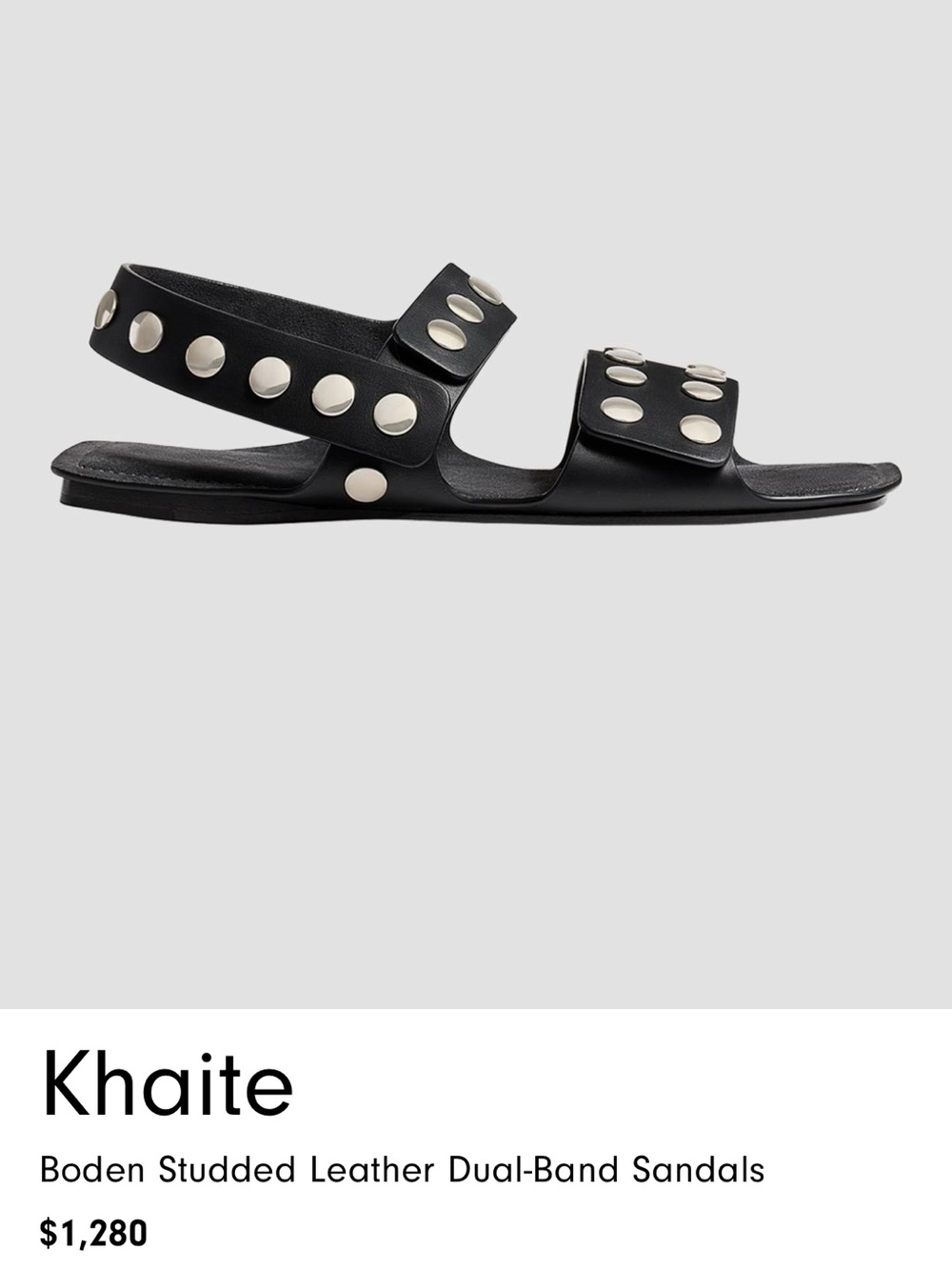 NWOB Khaite Black Boden Studded Leather Dual-Band Sandals! 7.5 gorgeous!